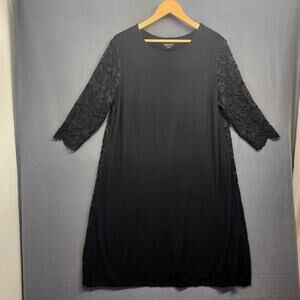J.Jill Wearever Black Lace Dress 3/4 Sleeve Knit Womens 1X Shift